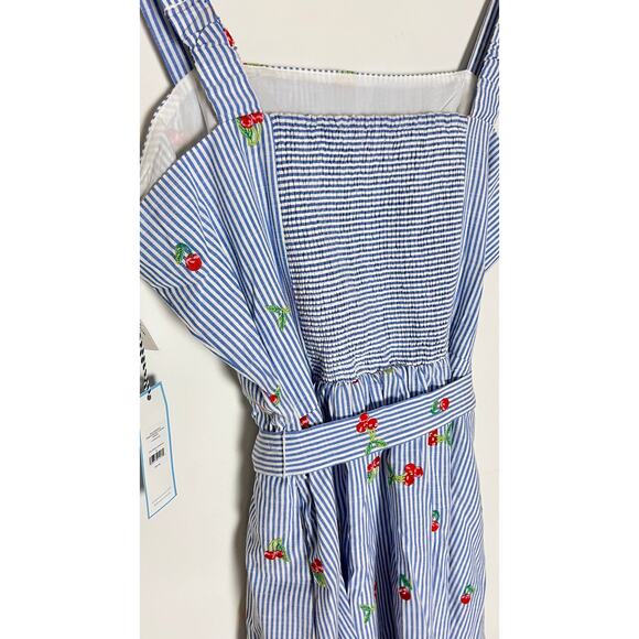 Blue and white Embroidered Cherry Dress Size X-Large - Picture 4 of 7